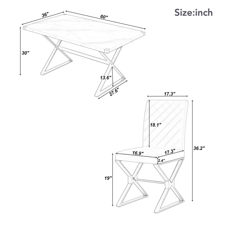 White 7-Piece Modern Dining Table Set