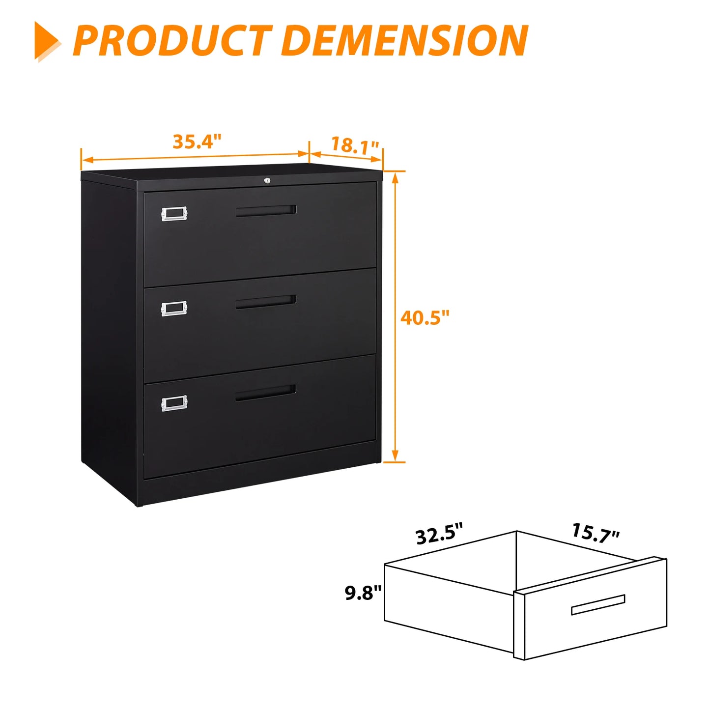 Metal Lateral File Cabinet W/Lock