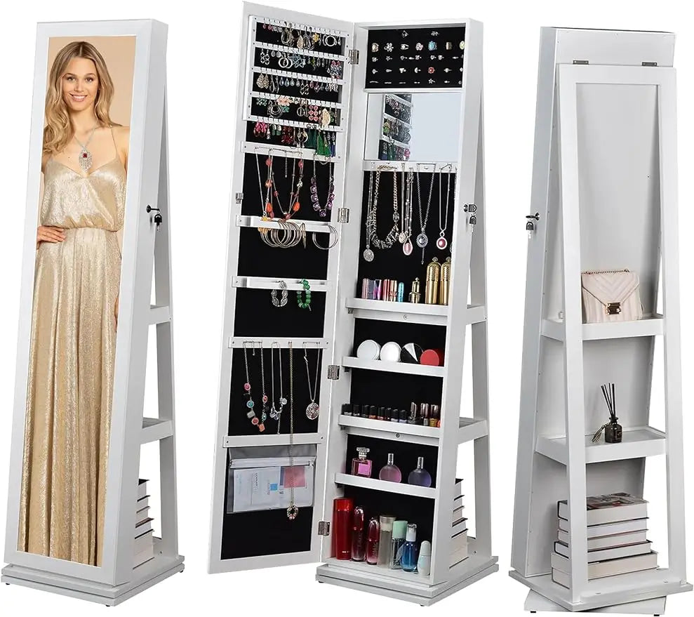 Lockable Standing Jewelry Cabinet Organizer