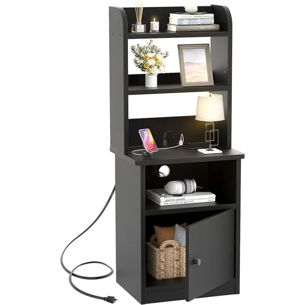 Tall Nightstand with Charging Station