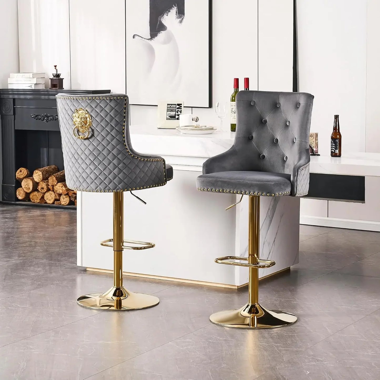 Velvet Gold Barstools (Set Of 2)