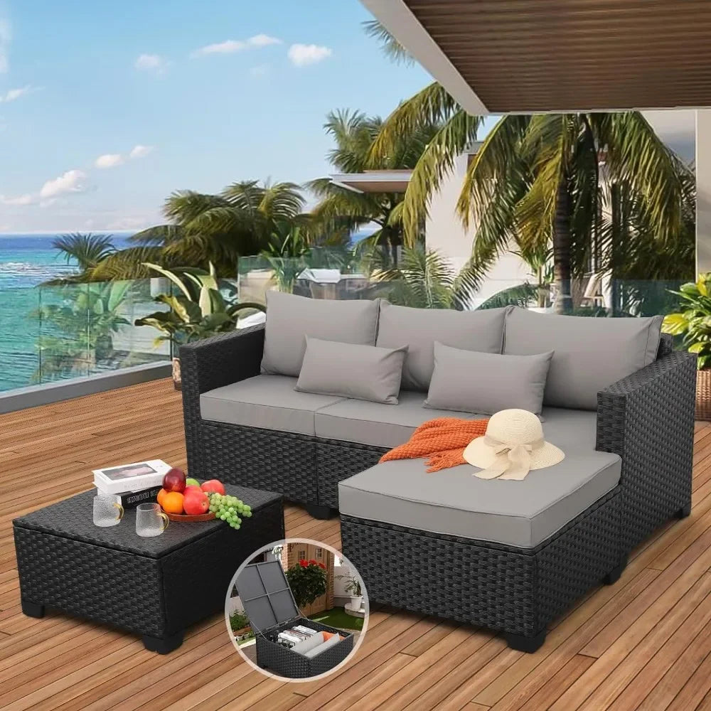 3 Pieces Sectional Wicker Patio Furniture