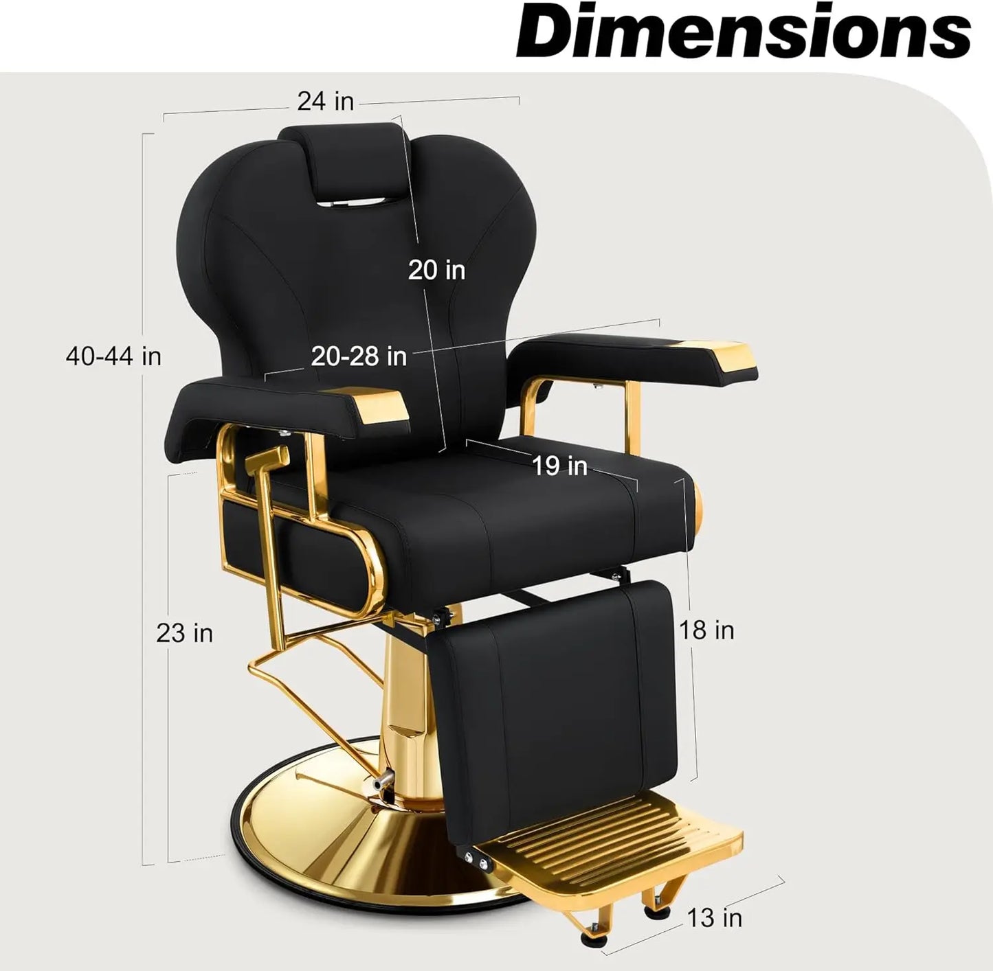 Elegant Black Gold Barber Chair with Heavy Duty Steel Frame