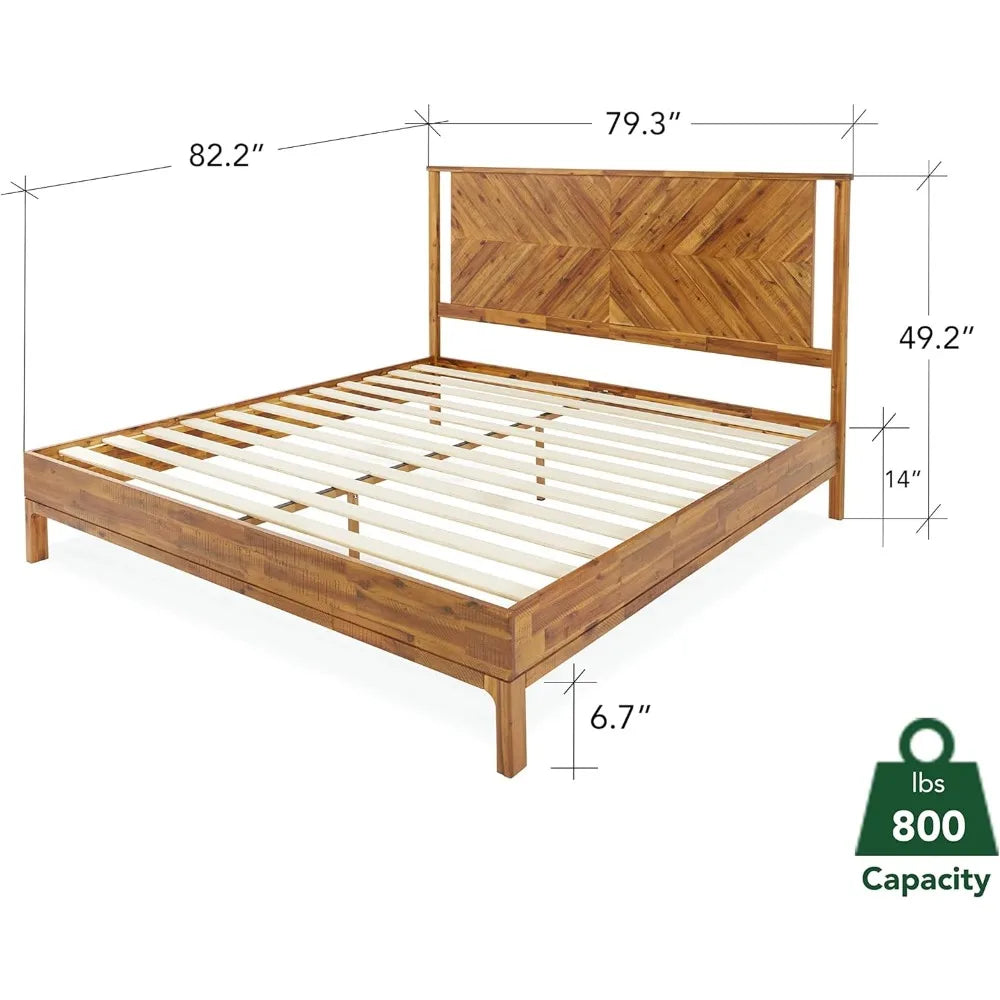 Scandinavian style bed frame with headboard
