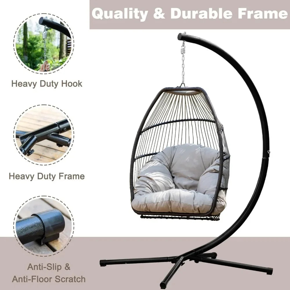 Hanging Swing Chair UV Resistant Cushion With Stand