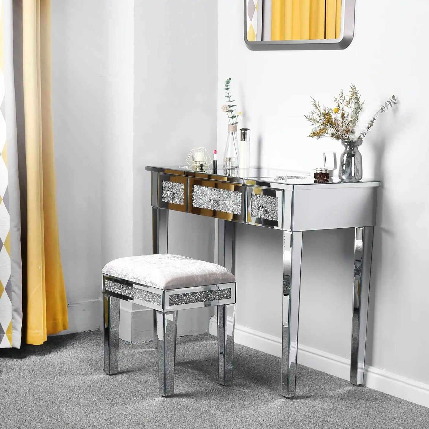 Mirrored Vanity Desk with Flip Top