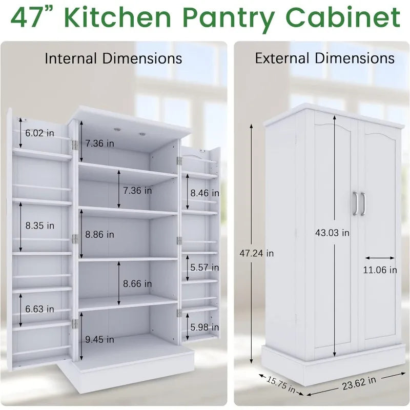 47” Freestanding Kitchen Pantry Cabinet