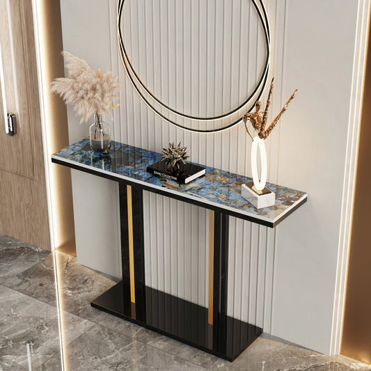 Contemporary Style Console Table with Marble Slate Top
