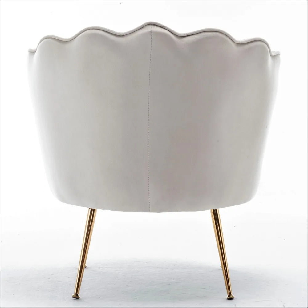 Wide Velvet Barrel Chair with Gold Metal Legs