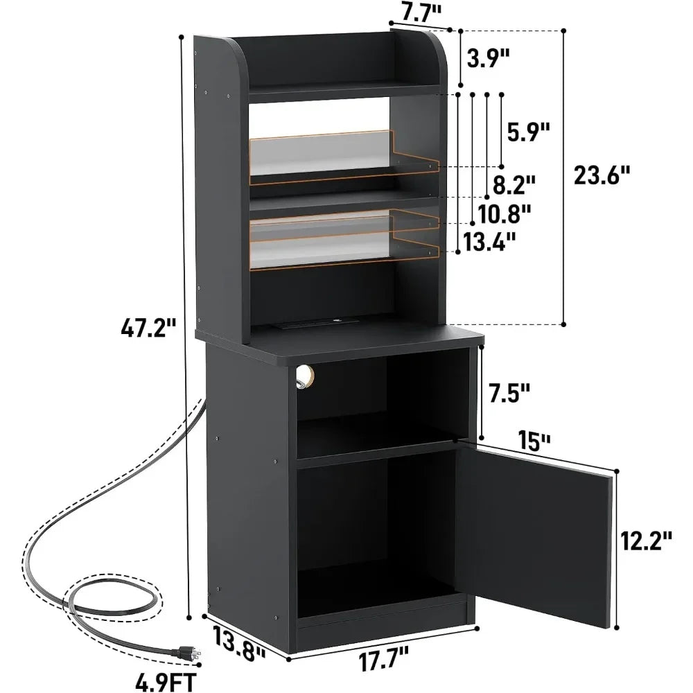 Tall Nightstand with Charging Station