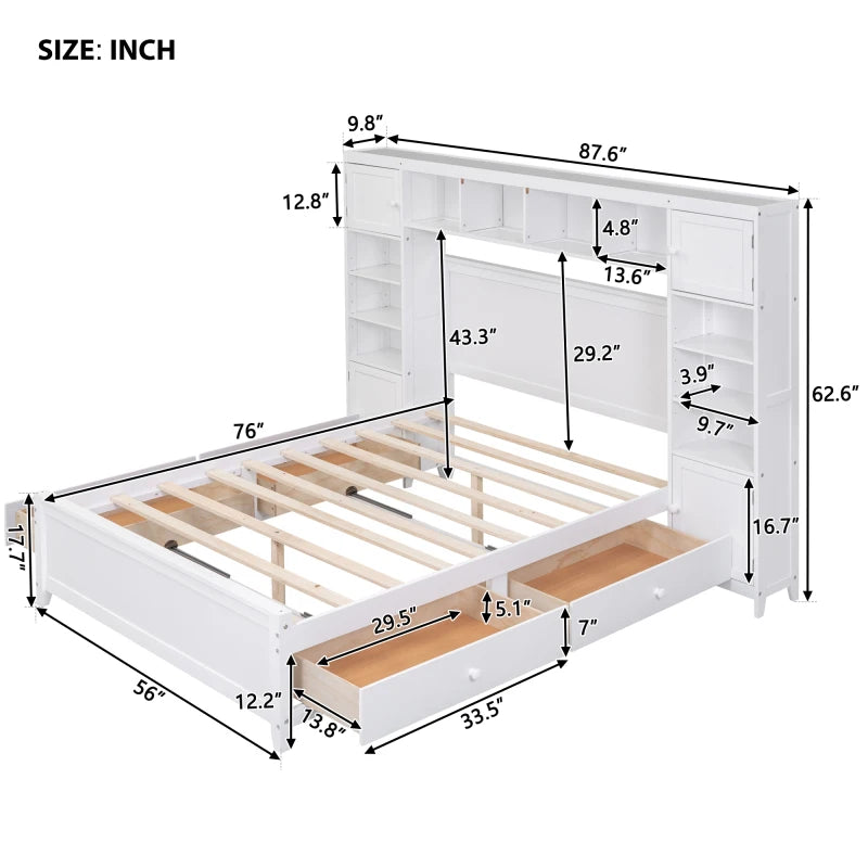 All in One Full Size Wooden Bed