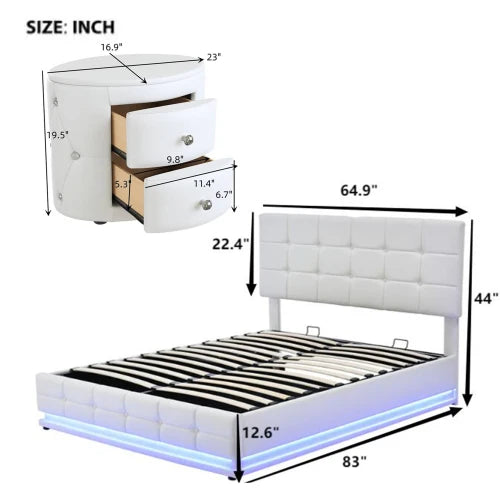 3-Pieces LED Lighted Queen Bedroom Set