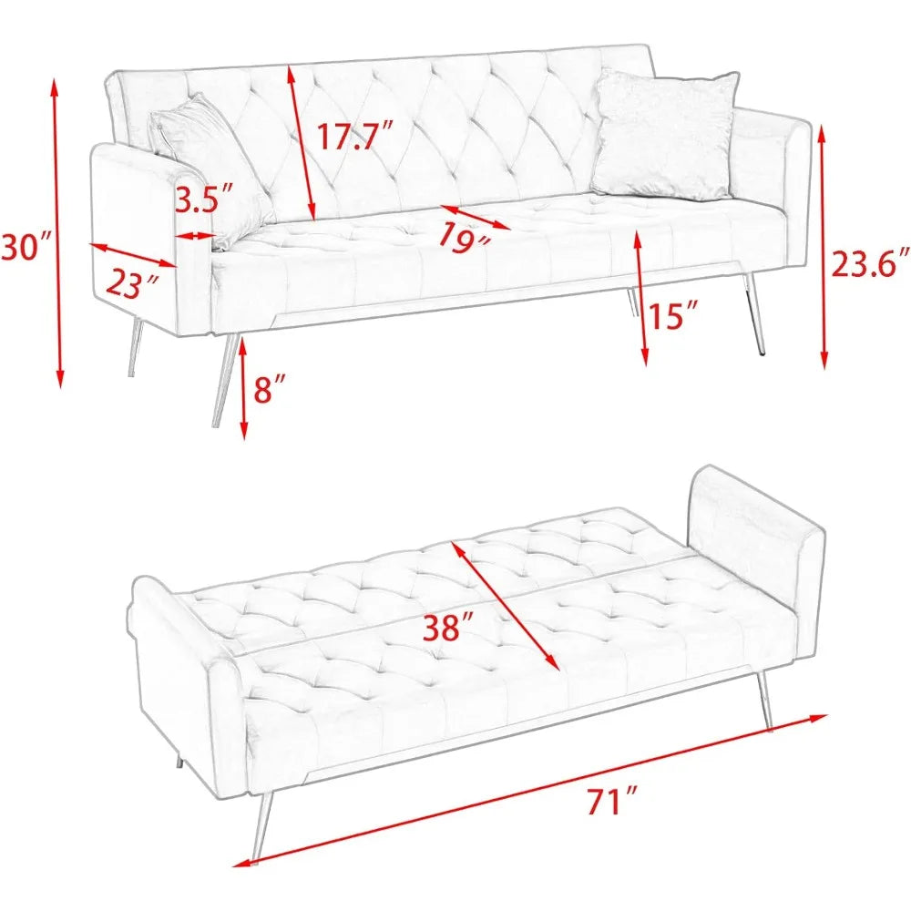 71" Modern Fabric Convertible Futon