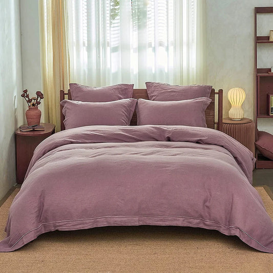 Simple & Opulence 100% Linen 3Pcs Washed Comforter Boho