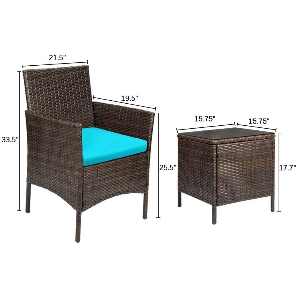 3 Piece Wicker Chairs with Table