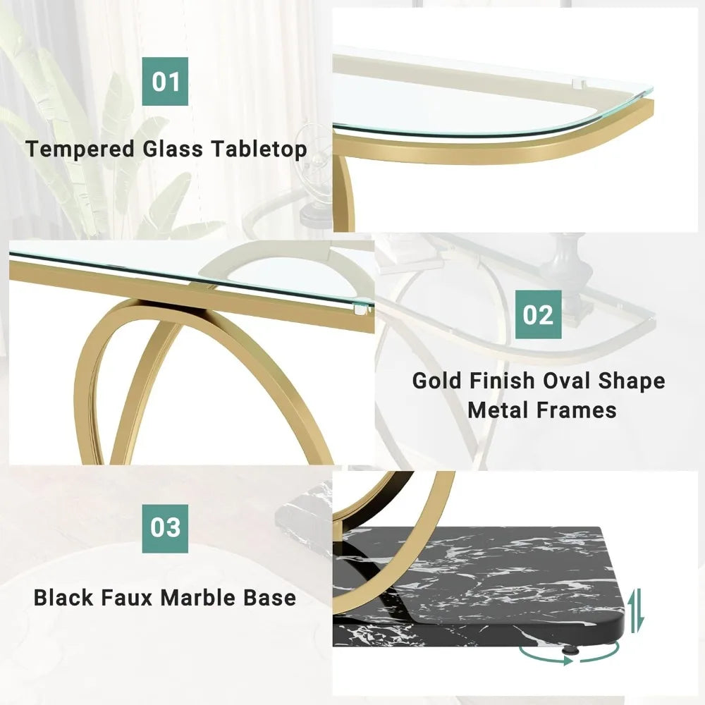 Gold Glass Console Table