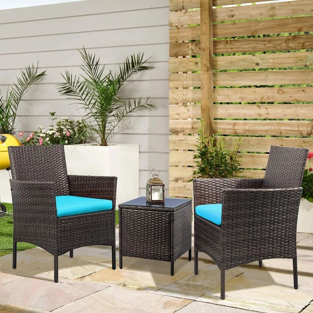 3 Piece Wicker Chairs with Table