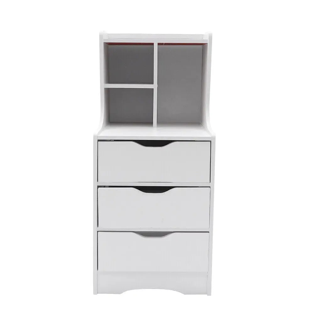 Modern Tall White Nightstand With 3 Drawers