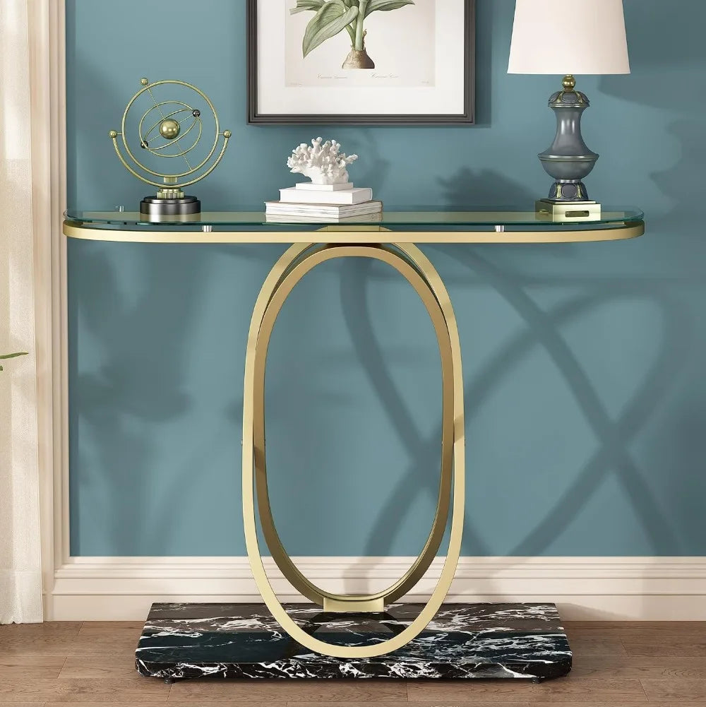 Gold Glass Console Table