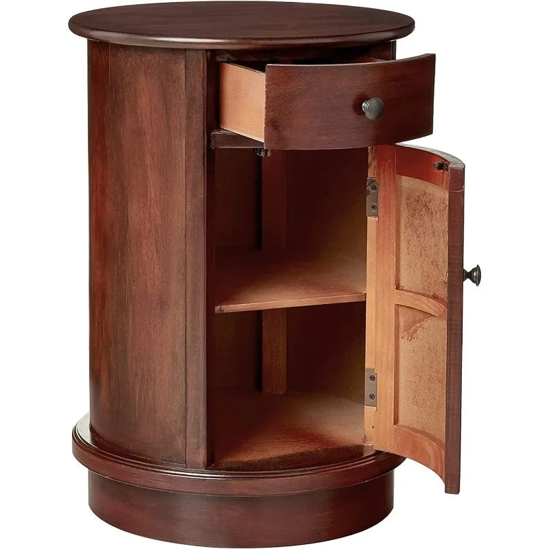 Traditional Round Side Storage End Table