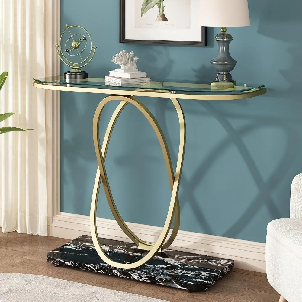 Gold Glass Console Table