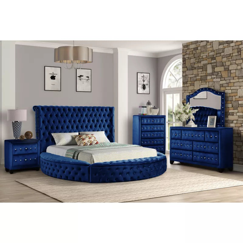 4 PCS Luxury Queen Round Bedroom Set