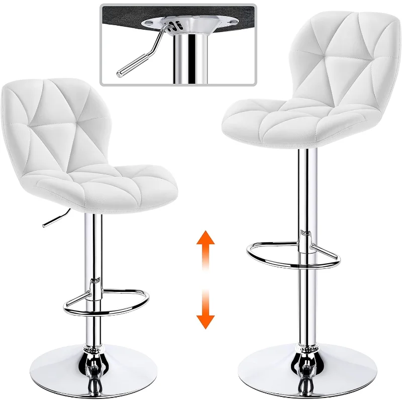 Set of 4 Adjustable PU Leather Bar Stools