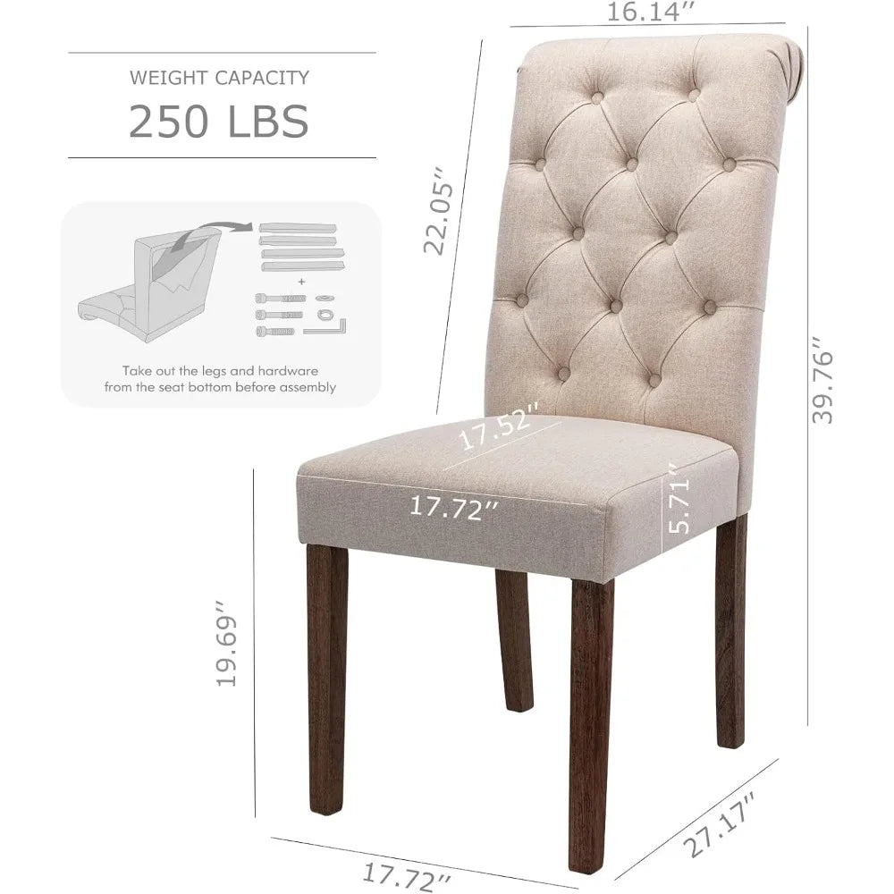 Set of 6 Stylish Button Tufted Dining Chairs