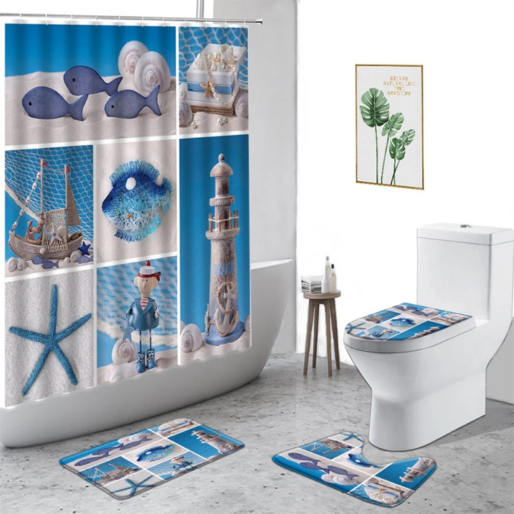 Shower Curtain and Rug Bathroom Decor