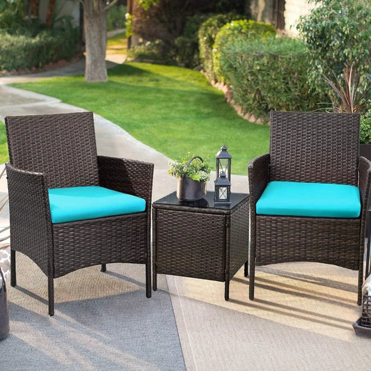 3 Piece Wicker Chairs with Table