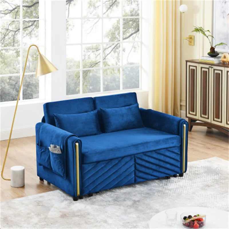 3-in-1 Convertible Velvet Sleeper Sofa Bed Couch