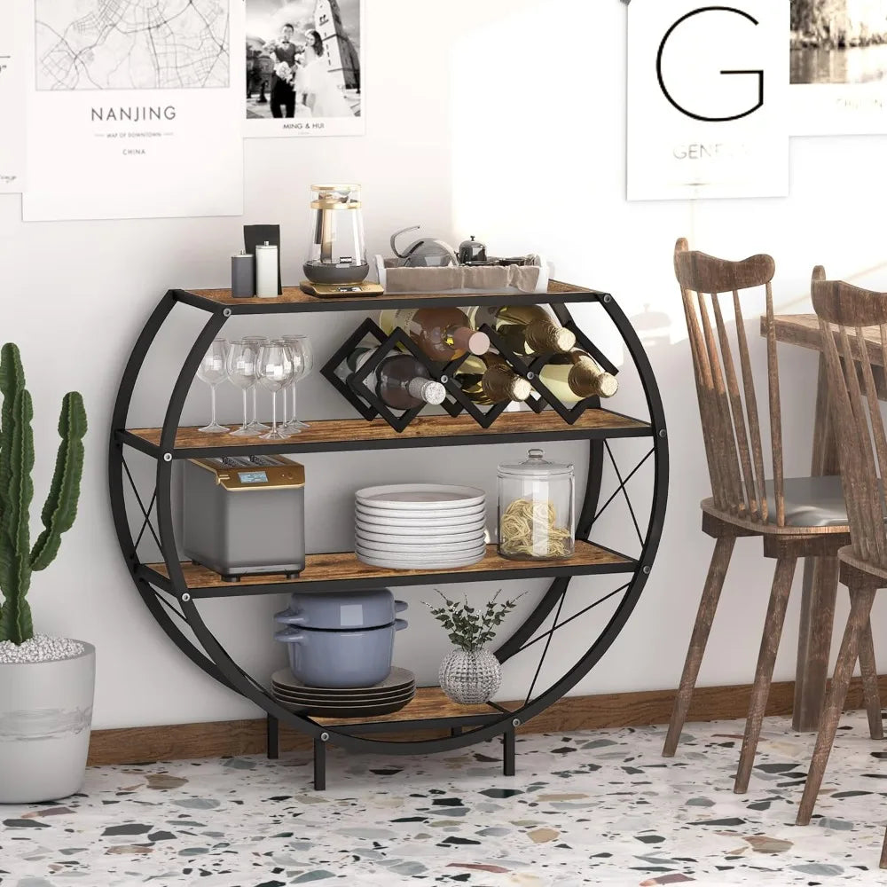 Industrial 4 Tiers Console Table