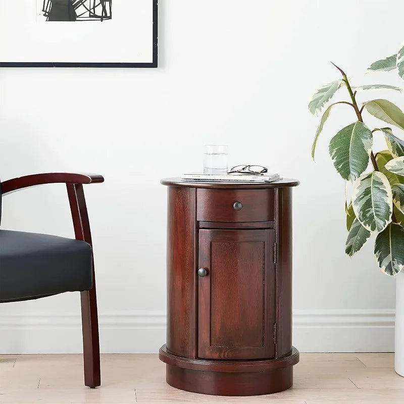 Traditional Round Side Storage End Table