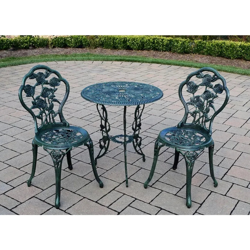 Antique 3 Piece Patio Rose Bistro Set