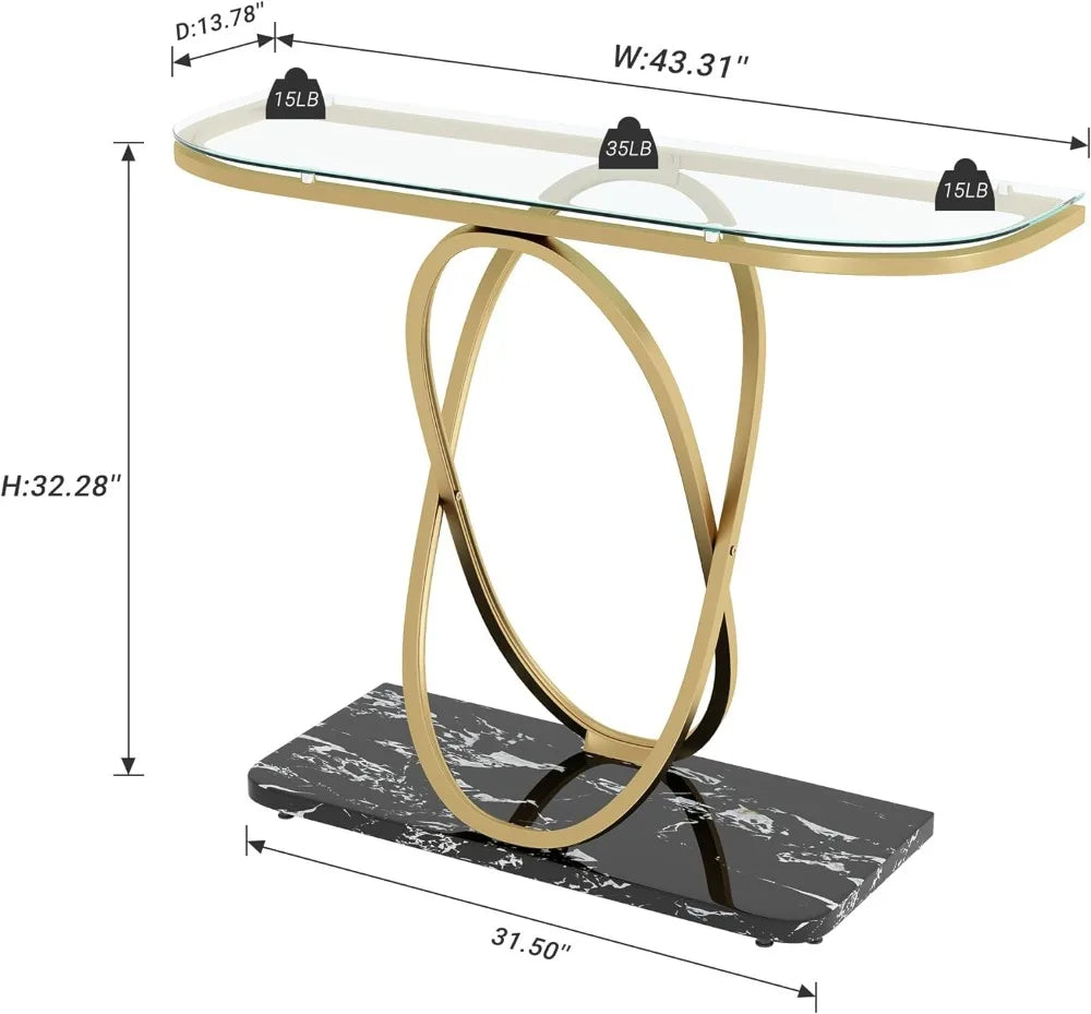 Gold Glass Console Table