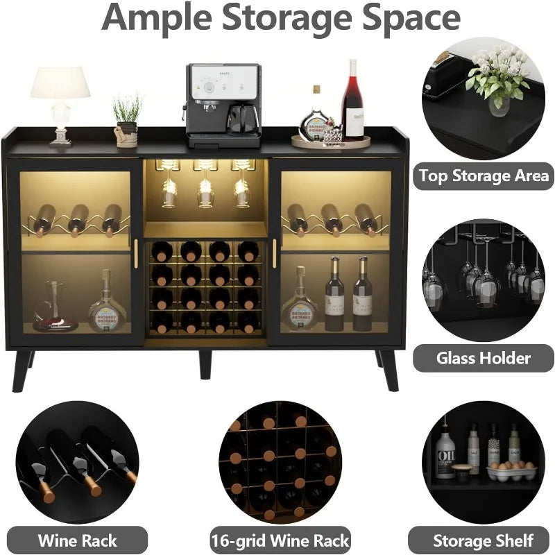 Wine Bar Cabinet with LED Light