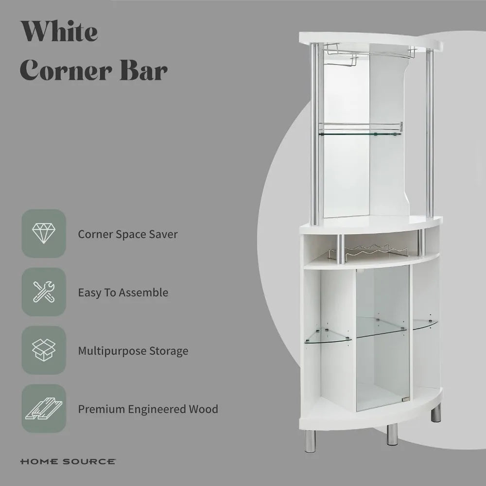 White Corner Bar Cart