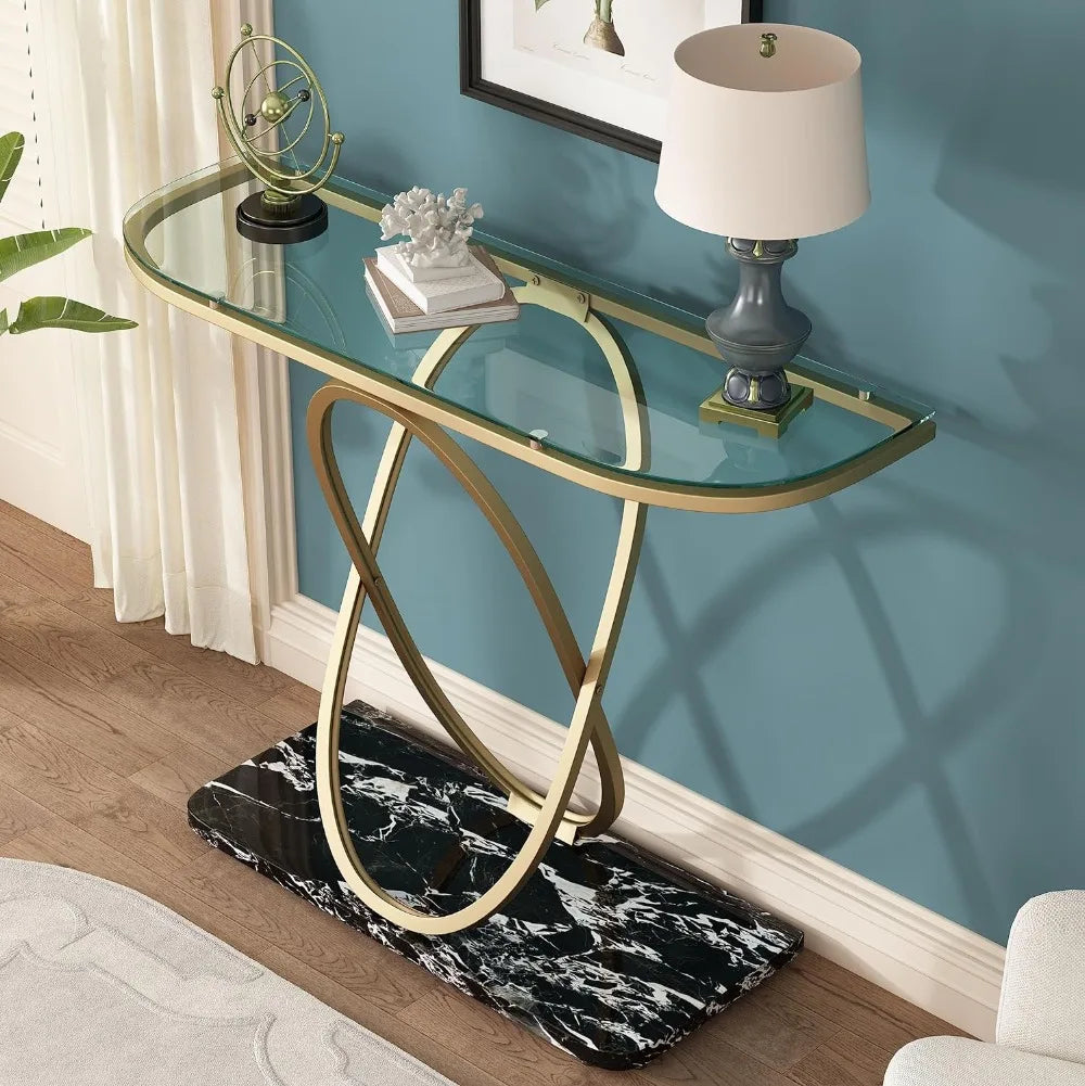 Gold Glass Console Table