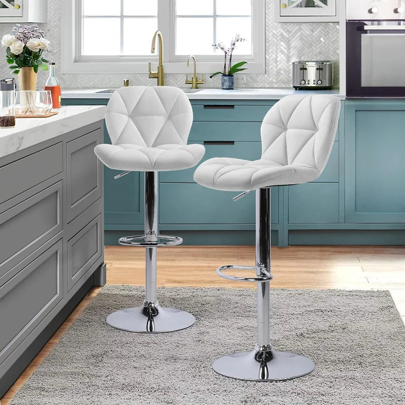 Set of 4 Adjustable PU Leather Bar Stools